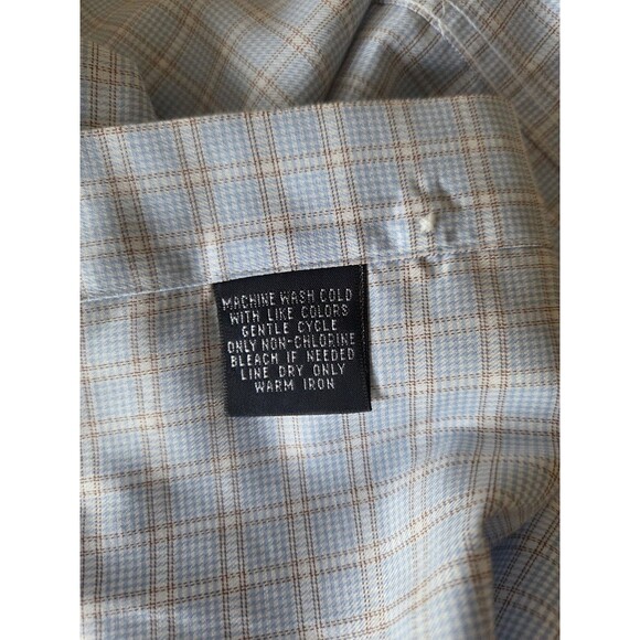 Faconnable Button Down Shirt Mens Large Blue Checkered Long Sleeve Cotton France - Picture 9 of 11